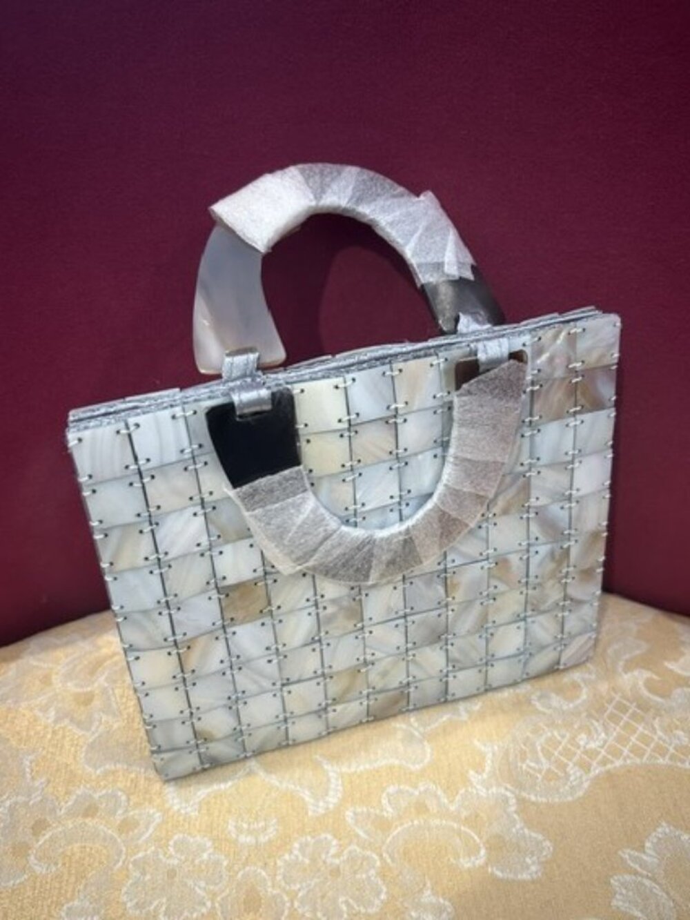 MOTHER OF PEARL Natural Horn Tortoise Shell Handle PURSE - Picture 5 of 7